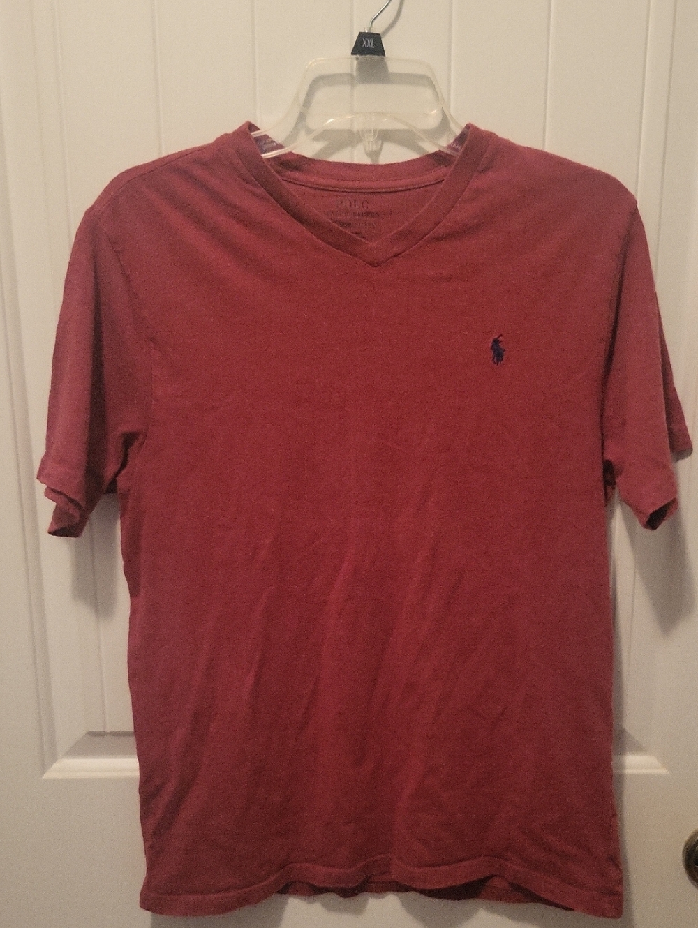 Womens Red Polo V-neck Tee